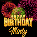 Wishing You A Happy Birthday, Minty! Best fireworks GIF animated greeting card.