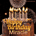 Chocolate Happy Birthday Cake for Miracle (GIF)