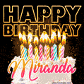 Miranda - Animated Happy Birthday Cake GIF Image for WhatsApp