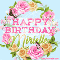 Beautiful Birthday Flowers Card for Mirielle with Animated Butterflies