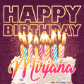 Mirjana - Animated Happy Birthday Cake GIF Image for WhatsApp