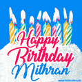 Happy Birthday GIF for Mithran with Birthday Cake and Lit Candles