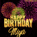 Wishing You A Happy Birthday, Miya! Best fireworks GIF animated greeting card.