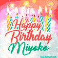 Happy Birthday GIF for Miyoko with Birthday Cake and Lit Candles