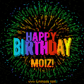 New Bursting with Colors Happy Birthday Moiz GIF and Video with Music