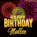 Wishing You A Happy Birthday, Mollee! Best fireworks GIF animated greeting card.