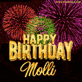 Wishing You A Happy Birthday, Molli! Best fireworks GIF animated greeting card.