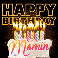 Momin - Animated Happy Birthday Cake GIF for WhatsApp