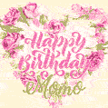 Pink rose heart shaped bouquet - Happy Birthday Card for Momo