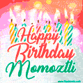 Happy Birthday GIF for Momoztli with Birthday Cake and Lit Candles