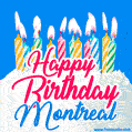 Happy Birthday GIF for Montreal with Birthday Cake and Lit Candles