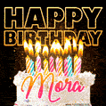 Mora - Animated Happy Birthday Cake GIF Image for WhatsApp