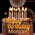Chocolate Happy Birthday Cake for Morgan (GIF)
