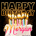 Morgan - Animated Happy Birthday Cake GIF Image for WhatsApp