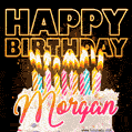 Morgan - Animated Happy Birthday Cake GIF for WhatsApp