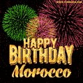 Wishing You A Happy Birthday, Morocco! Best fireworks GIF animated greeting card.