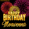Wishing You A Happy Birthday, Morwenna! Best fireworks GIF animated greeting card.