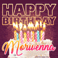 Morwenna - Animated Happy Birthday Cake GIF Image for WhatsApp