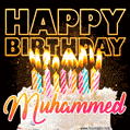 Muhammed - Animated Happy Birthday Cake GIF for WhatsApp
