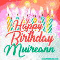 Happy Birthday GIF for Muireann with Birthday Cake and Lit Candles
