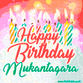 Happy Birthday GIF for Mukantagara with Birthday Cake and Lit Candles