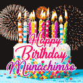 Amazing Animated GIF Image for Munachimso with Birthday Cake and Fireworks