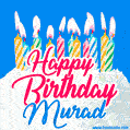 Happy Birthday GIF for Murad with Birthday Cake and Lit Candles