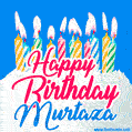 Happy Birthday GIF for Murtaza with Birthday Cake and Lit Candles