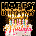 Mustafa - Animated Happy Birthday Cake GIF for WhatsApp