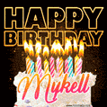 Mykell - Animated Happy Birthday Cake GIF for WhatsApp