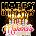 Mykenzie - Animated Happy Birthday Cake GIF Image for WhatsApp