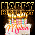 Mylan - Animated Happy Birthday Cake GIF for WhatsApp