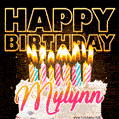 Mylynn - Animated Happy Birthday Cake GIF Image for WhatsApp