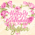 Pink rose heart shaped bouquet - Happy Birthday Card for Myonna