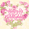 Pink rose heart shaped bouquet - Happy Birthday Card for Myrtle