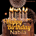 Chocolate Happy Birthday Cake for Nabila (GIF)