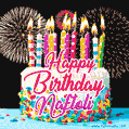 Amazing Animated GIF Image for Naftoli with Birthday Cake and Fireworks
