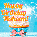 Happy Birthday, Naheem! Elegant cupcake with a sparkler.