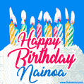 Happy Birthday GIF for Nainoa with Birthday Cake and Lit Candles
