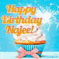 Happy Birthday, Najee! Elegant cupcake with a sparkler.