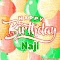 Happy Birthday Image for Naji. Colorful Birthday Balloons GIF Animation.