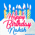 Happy Birthday GIF for Naksh with Birthday Cake and Lit Candles