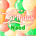 Happy Birthday Image for Naod. Colorful Birthday Balloons GIF Animation.