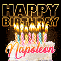Napoleon - Animated Happy Birthday Cake GIF for WhatsApp