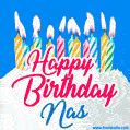 Happy Birthday GIF for Nas with Birthday Cake and Lit Candles