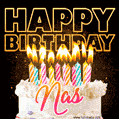 Nas - Animated Happy Birthday Cake GIF for WhatsApp