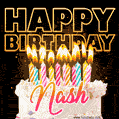 Nash - Animated Happy Birthday Cake GIF for WhatsApp