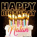 Natan - Animated Happy Birthday Cake GIF for WhatsApp