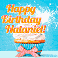 Happy Birthday, Nataniel! Elegant cupcake with a sparkler.