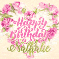 Pink rose heart shaped bouquet - Happy Birthday Card for Nathalie
